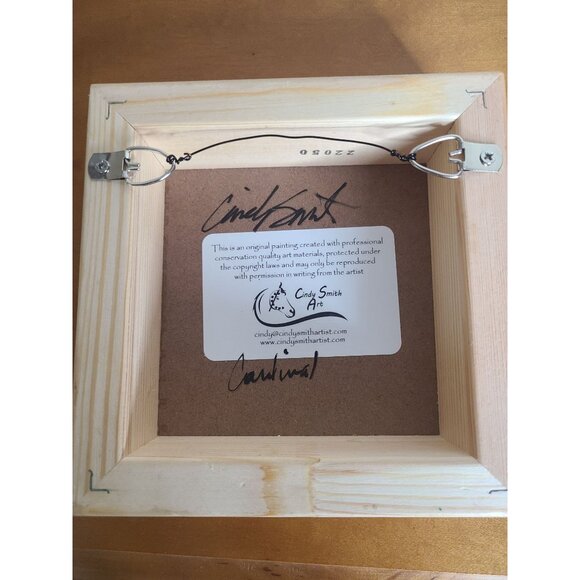 Cardinal Original Mixed Media 6"x6" Torn Paper‎ Collage By Cindy Smith Featuring - Picture 6 of 6